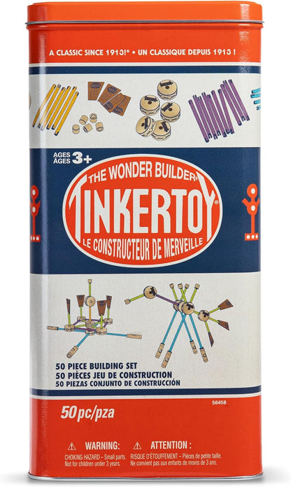 Tinkertoy - Juego de construcción retro en lata - 50 piezas