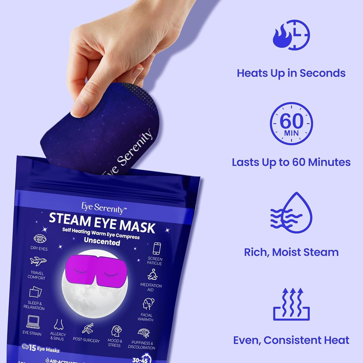 Máscara de ojos de vapor de Eye Serenity con autocalentamiento, com...