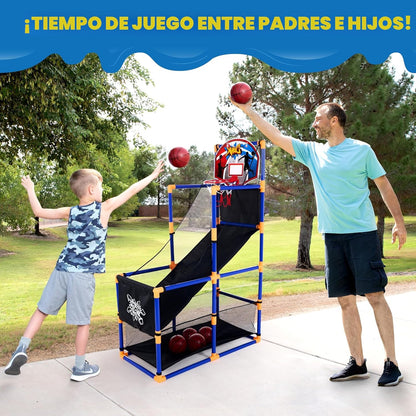 JOYIN Juego de baloncesto arcade con 4 pelotas y aro para niños de...