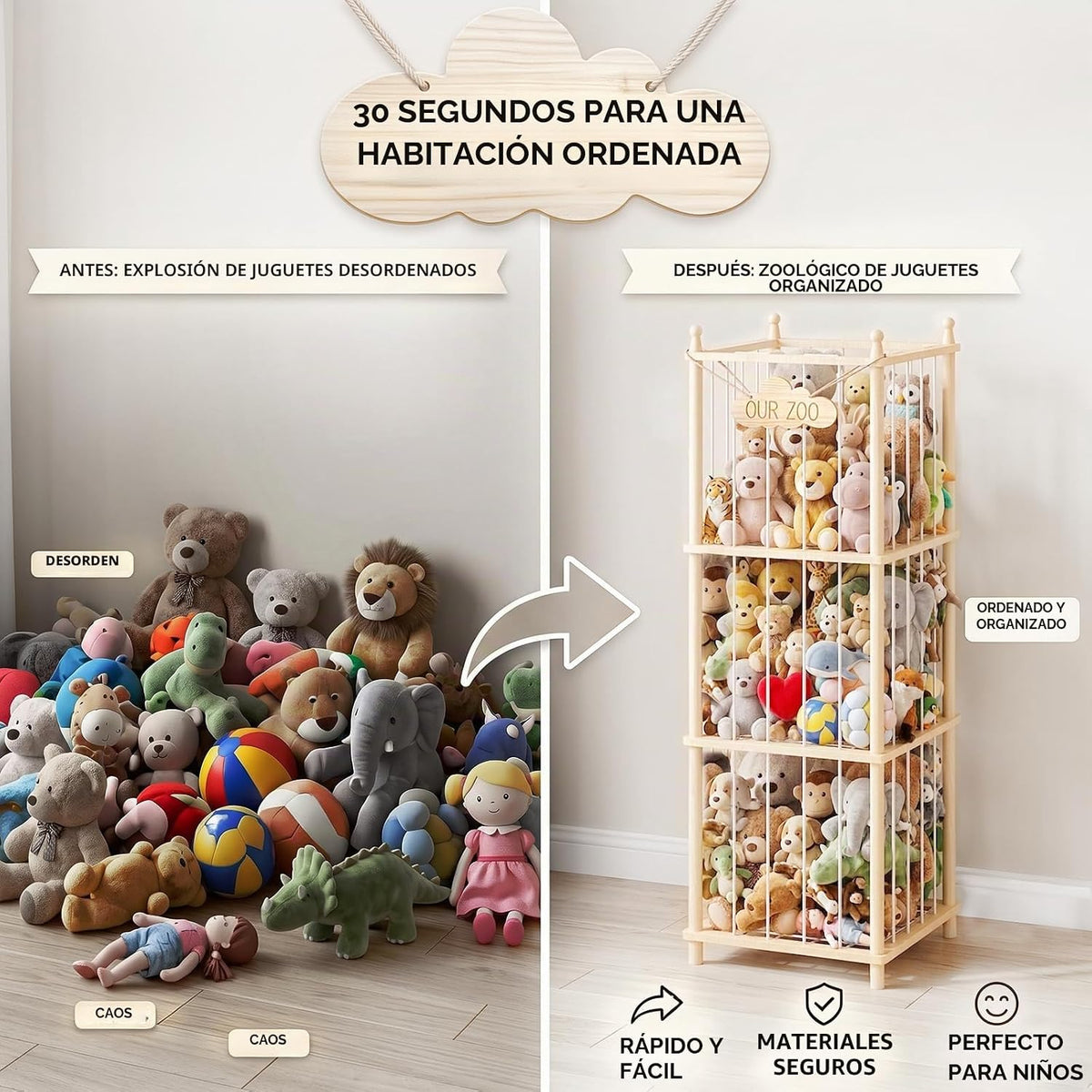 MIRCNY Almacenamiento de animales de peluche, torre organizadora de...