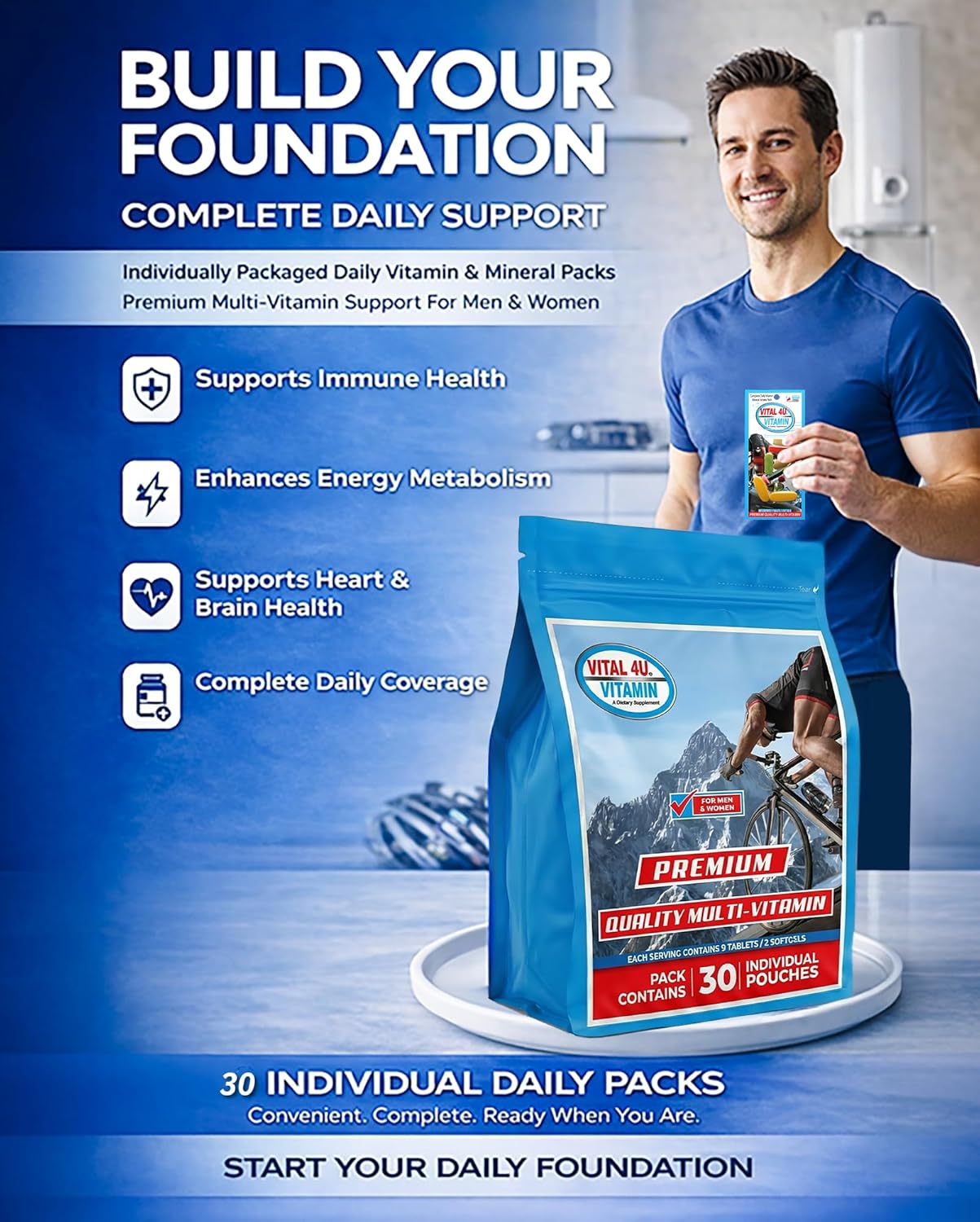 VITAL 4U® Vitamina - Multivitamínico prémium para hombres y mujeres...