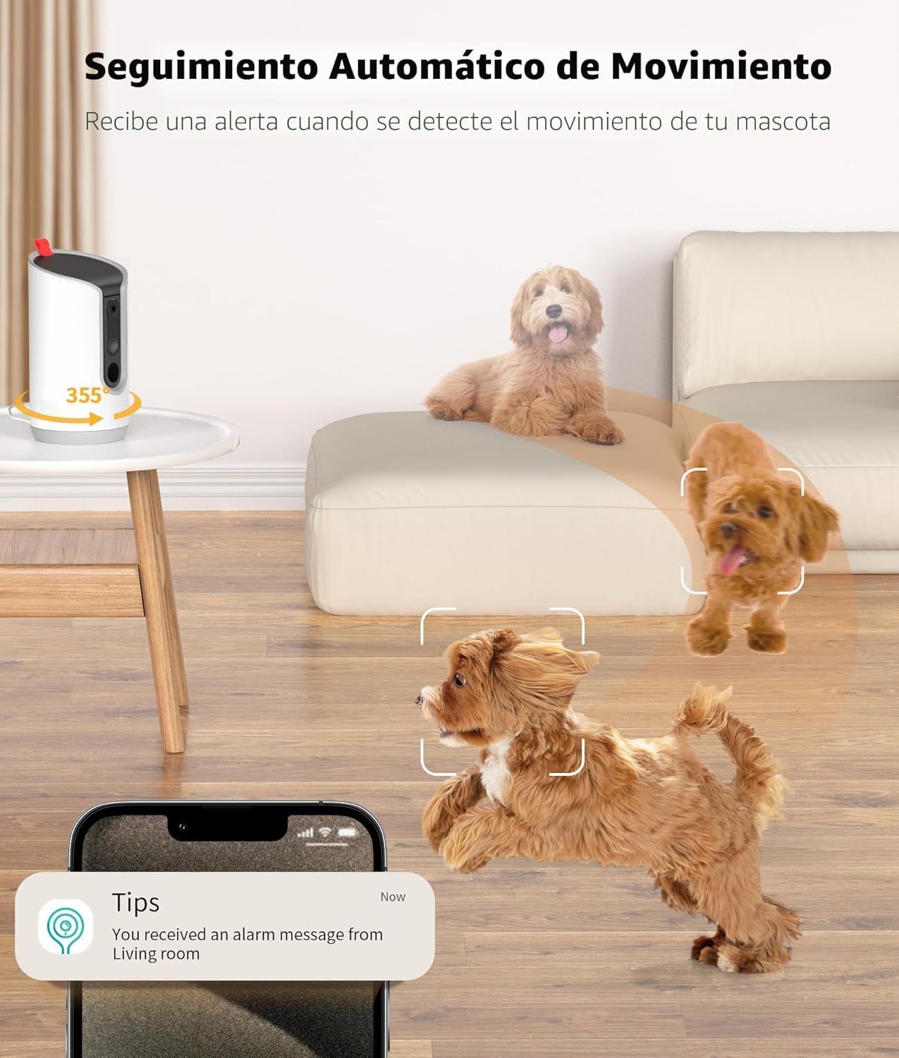 TKENPRO Cámara para mascotas 2K con dispensador de golosinas, cámar...
