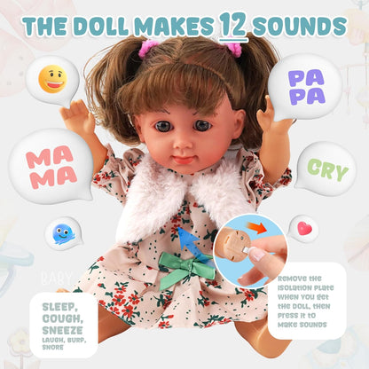 SMIESSKIDDO Muñeca de Bebé - Muñecas Interactivas Parlantes de 12&#...