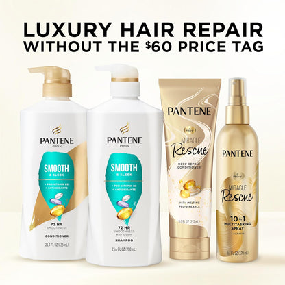 Pantene Juego de champú y acondicionador, suave y liso, control del...