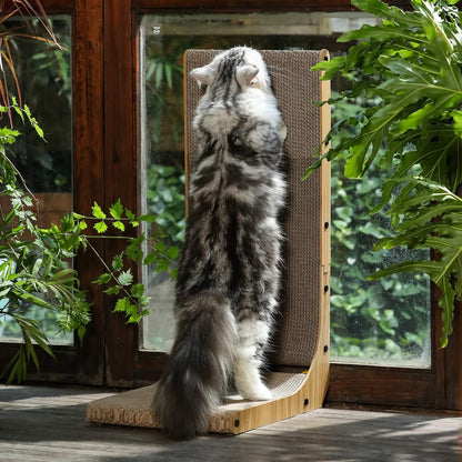FUKUMARU Rascador para gatos, 26.8 pulgadas en forma de L, almohadi...