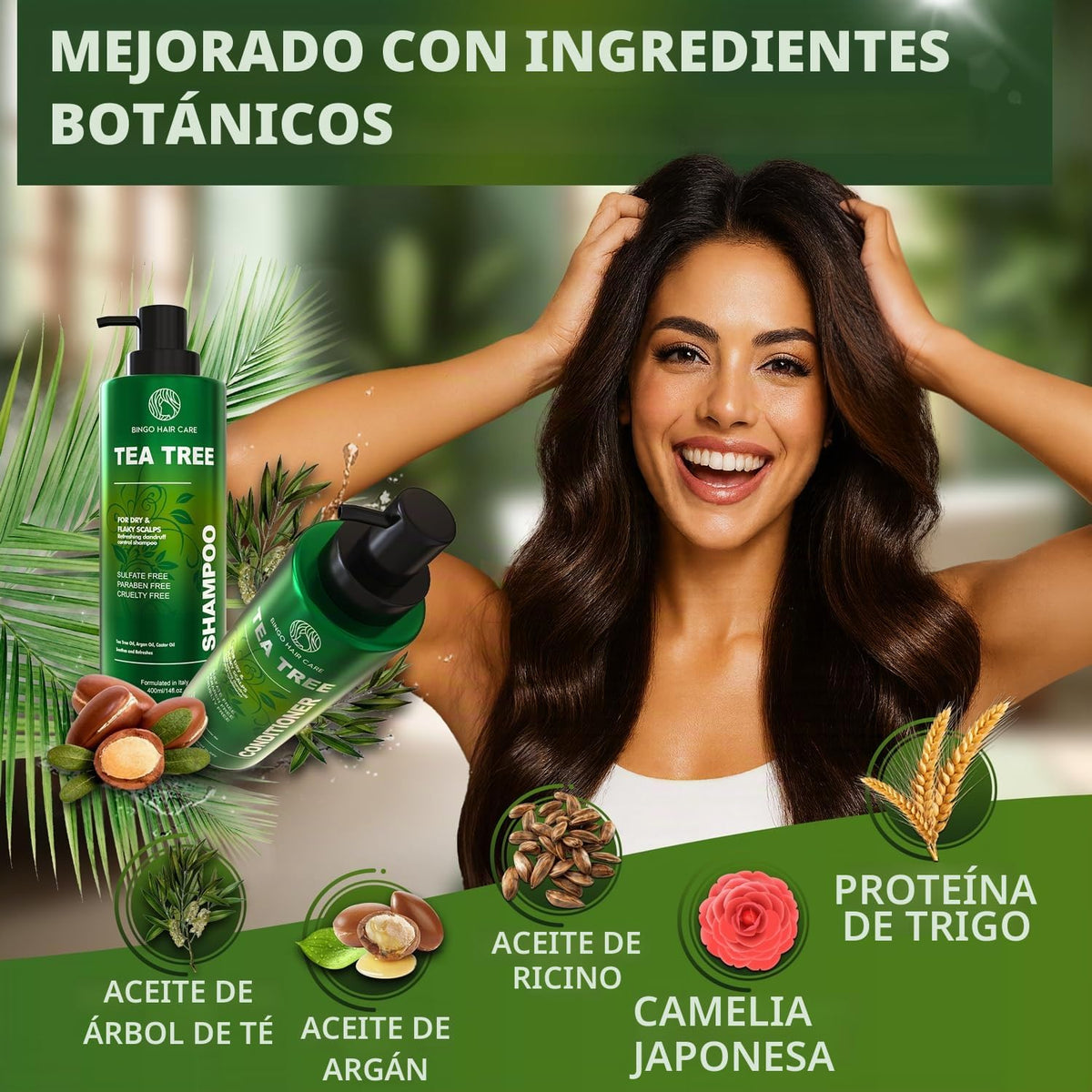 Juego de champú y acondicionador de árbol de té, sin sulfato, cuida...