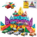 Juego de 93 miniazulejos magnéticos con 12 coches, bloques de const...