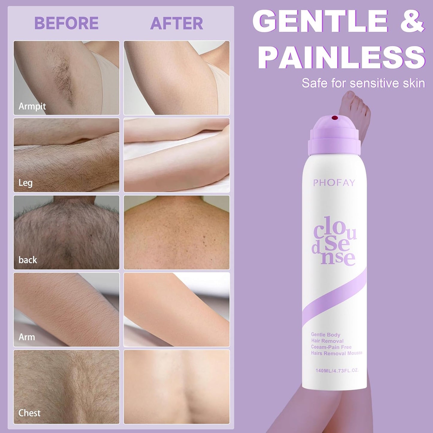 PHOFAY Crema depilatoria para pieles sensibles, de acción rápida, c...