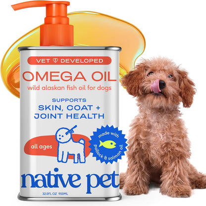Native Pet Aceite de pescado Omega 3 para perros y gatos, promueve...