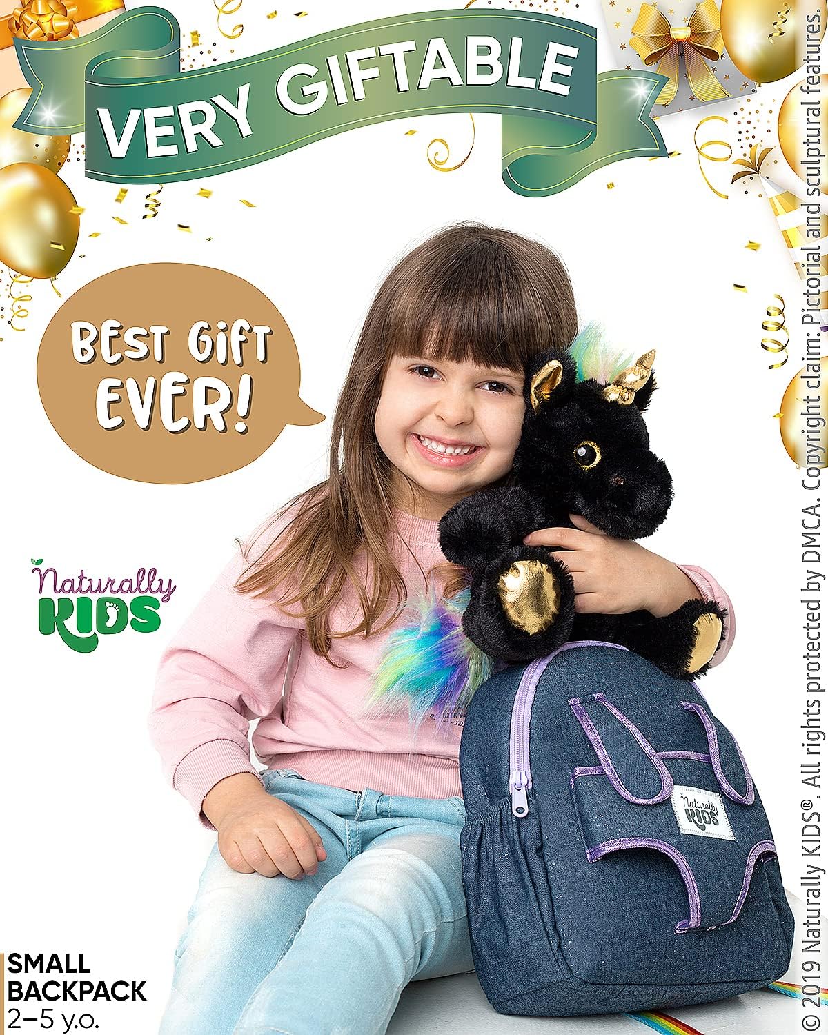 Mochila para niños pequeños Naturally KIDS con. Juguete de peluche...