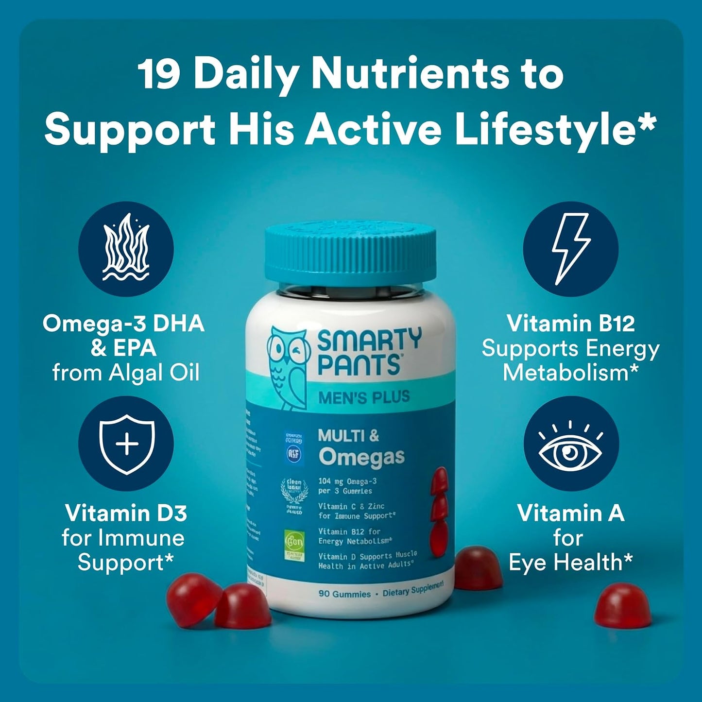 SmartyPants Gomitas multivitamínicas para hombres - Fórmula mejorad...