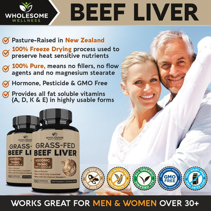 Wholesome Wellness Cápsulas de hígado de res alimentado con pasto (...