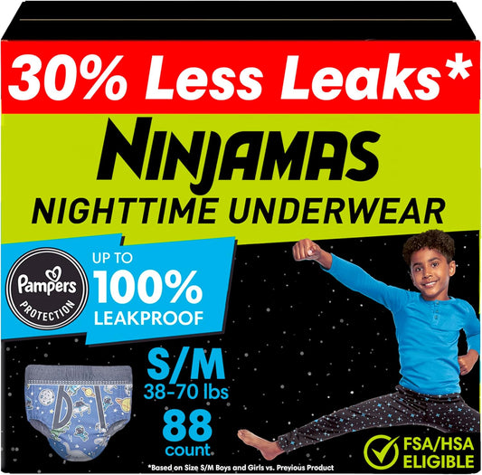Ninjamas Ropa interior nocturna para niños, talla S\/M (38-70 libra...