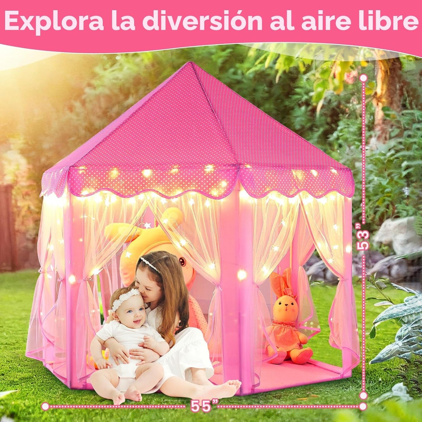 Monobeach Tienda de campaña de princesa para niñas, casa de juegos...