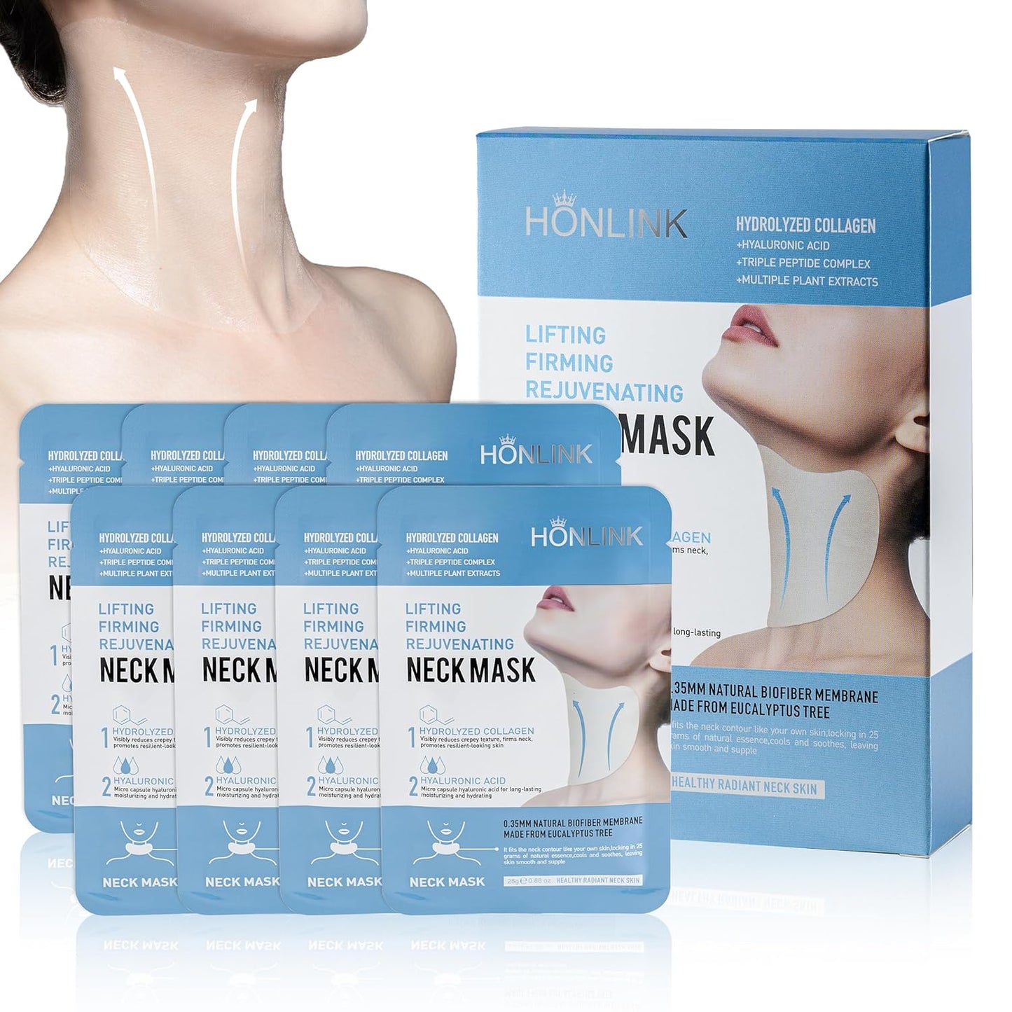 Set facial + Mascarilla para el cuello (8 piezas cada paquete), HON...
