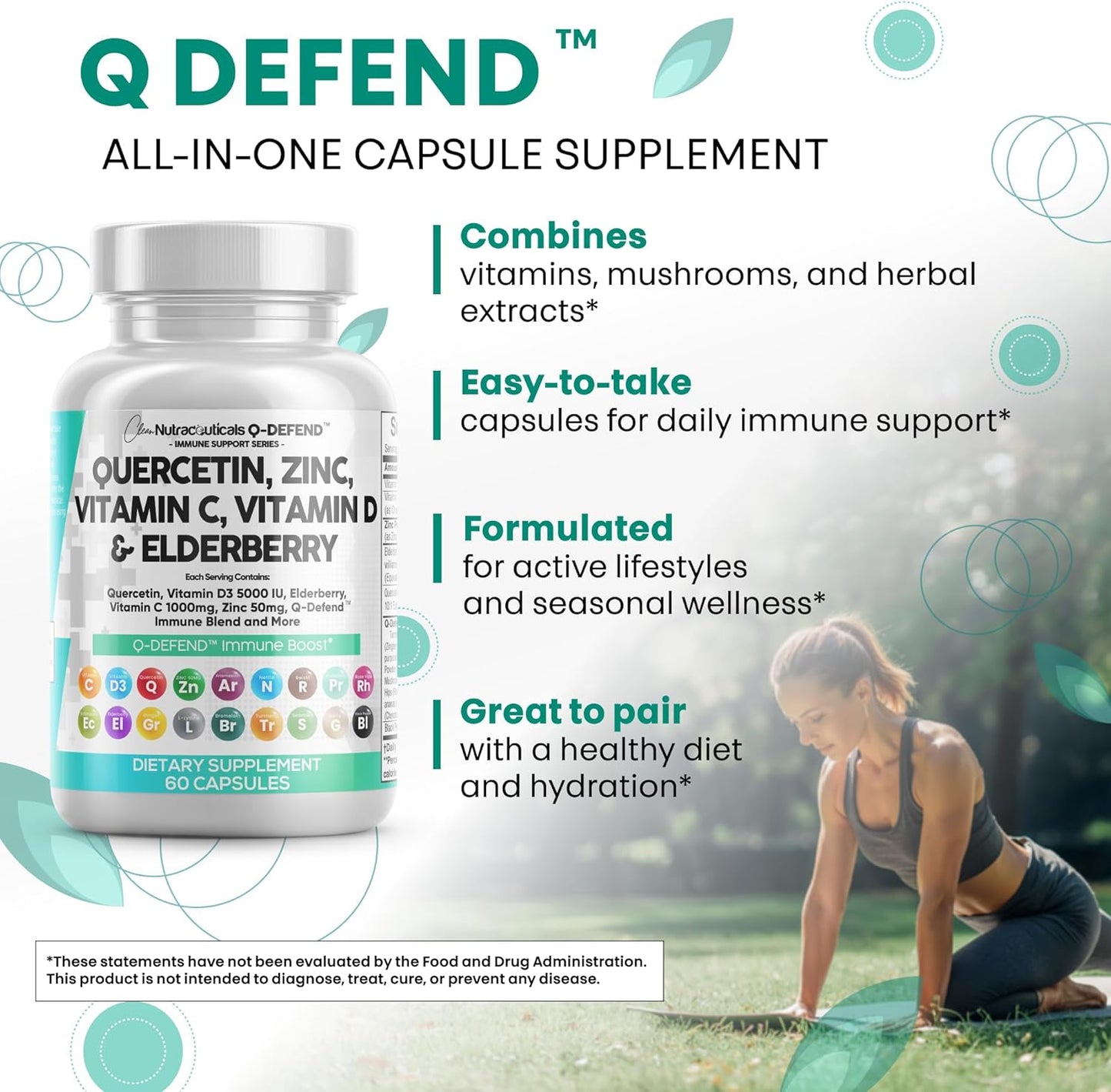 Clean Nutraceuticals Quercetina, Zinc, Vitamina C, Vitamina D, Brom...