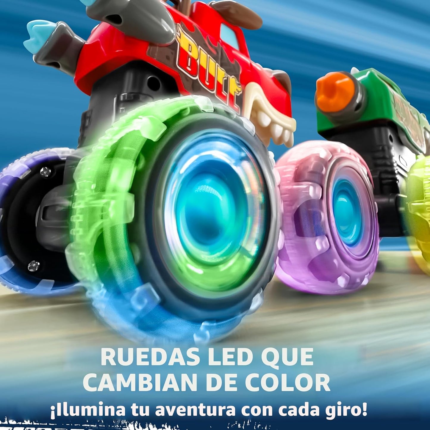 JOYIN Paquete de 3 camiones monstruos de juguete - Coches iluminado...