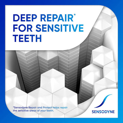 Sensodyne Repair & Protect - Pasta dental blanqueadora para dientes sensibles y prevención de caries, 3.4 onzas (paquete de 4)