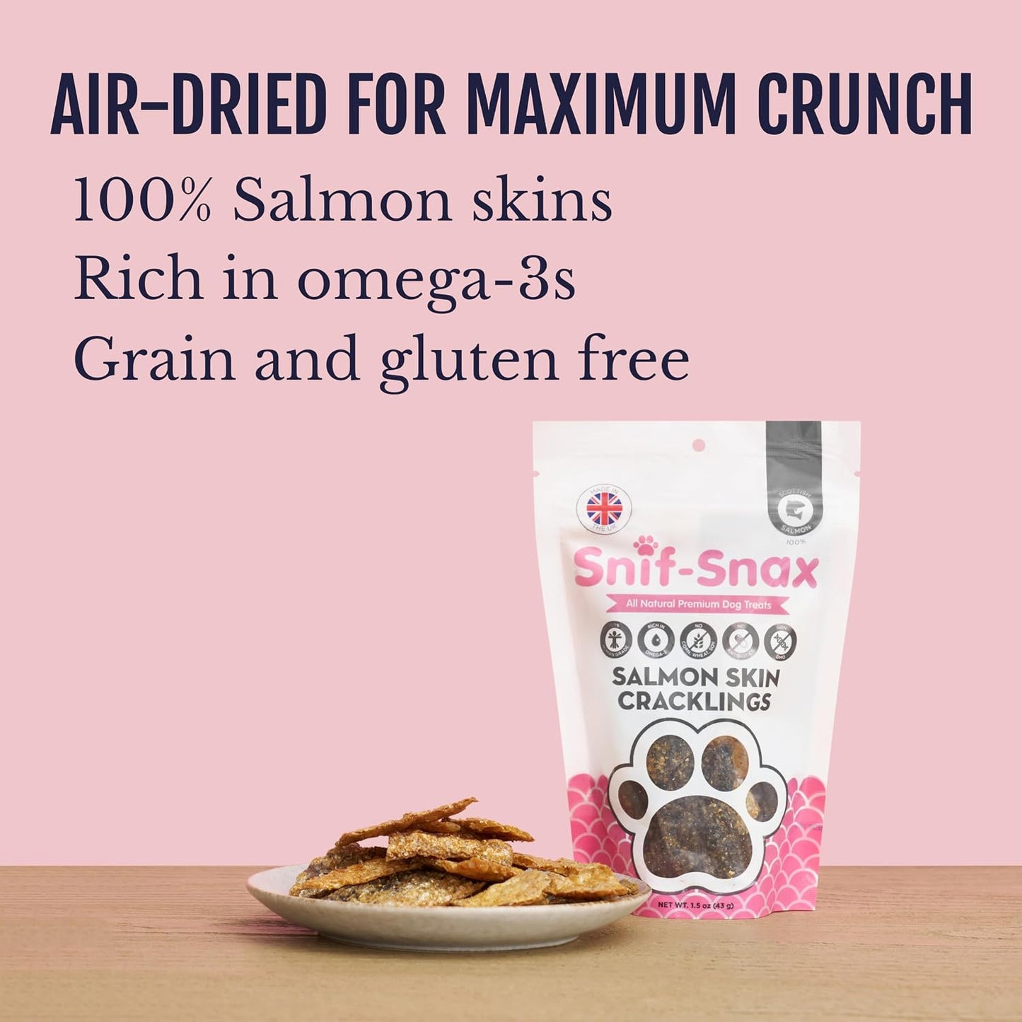 Snif-Snax Pieles de Salmón Golosinas para Perros (1.5 onzas, paquet...