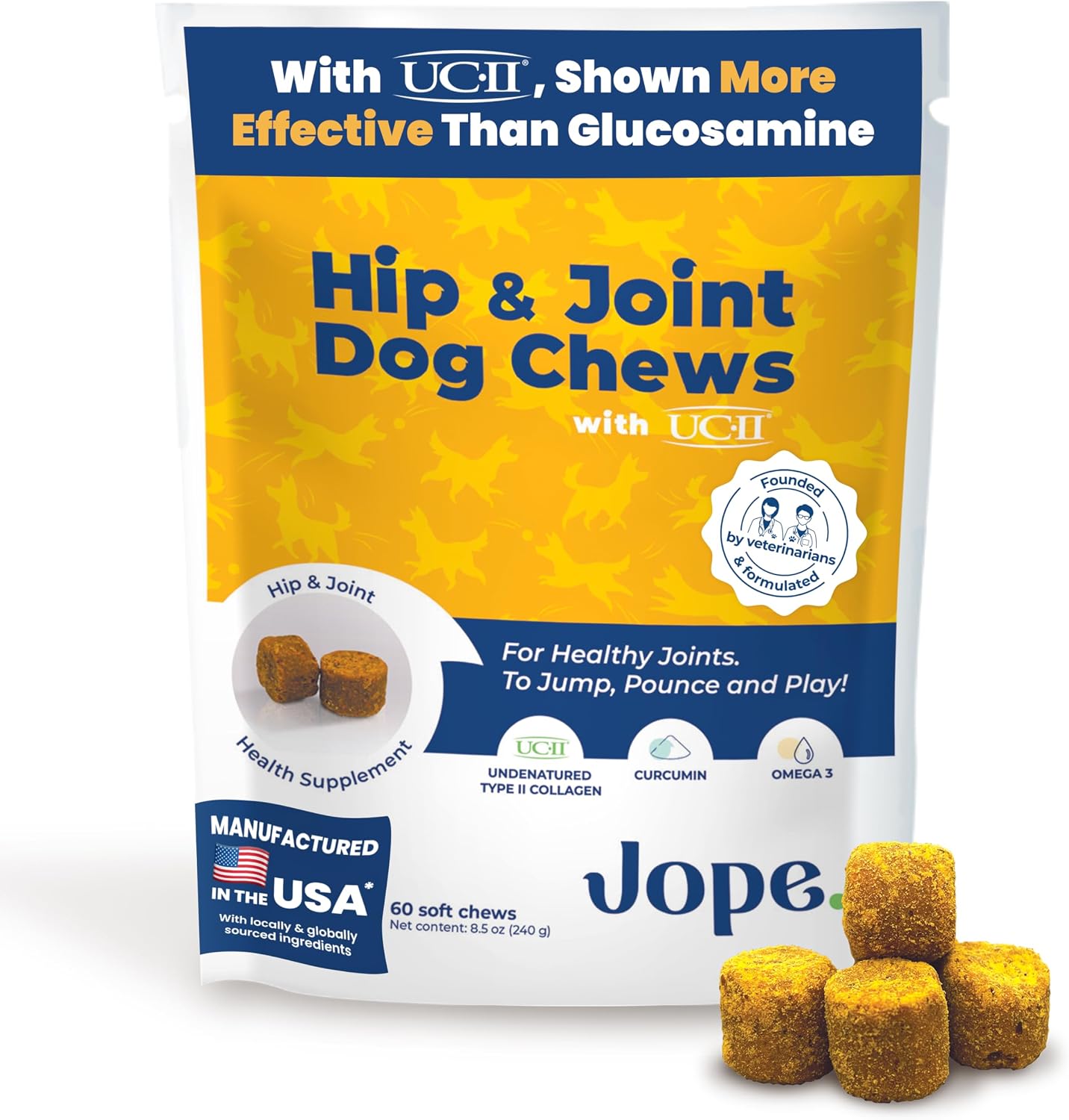 Jope Suplemento de cadera y articulaciones para perros grandes, med...