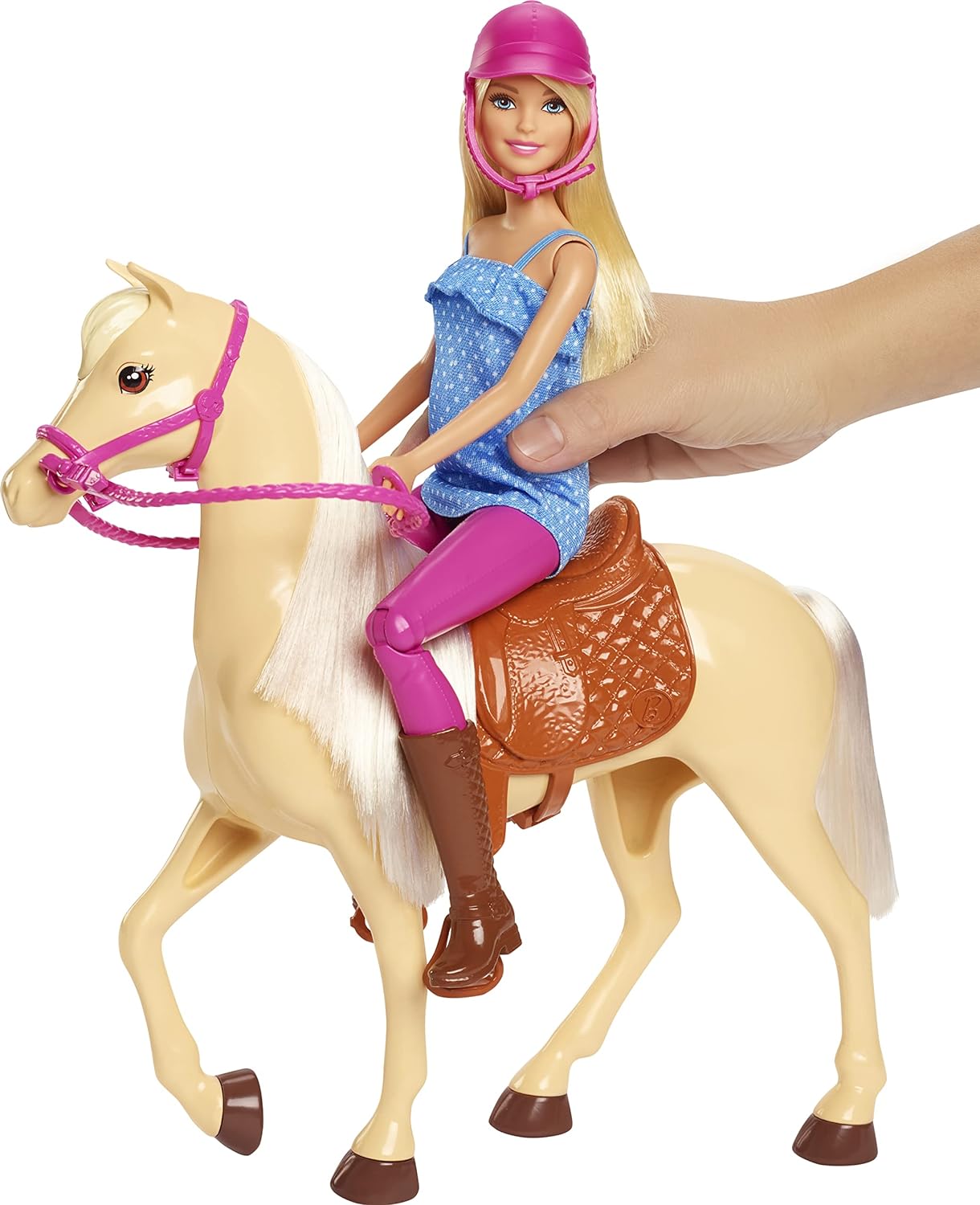 Barbie Playset con muñeca rubia de moda en atuendo de montar y caba...