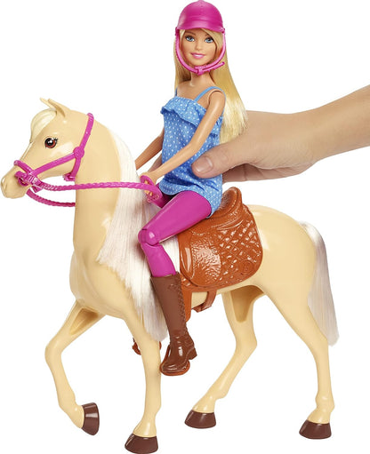 Barbie Playset con muñeca rubia de moda en atuendo de montar y caba...