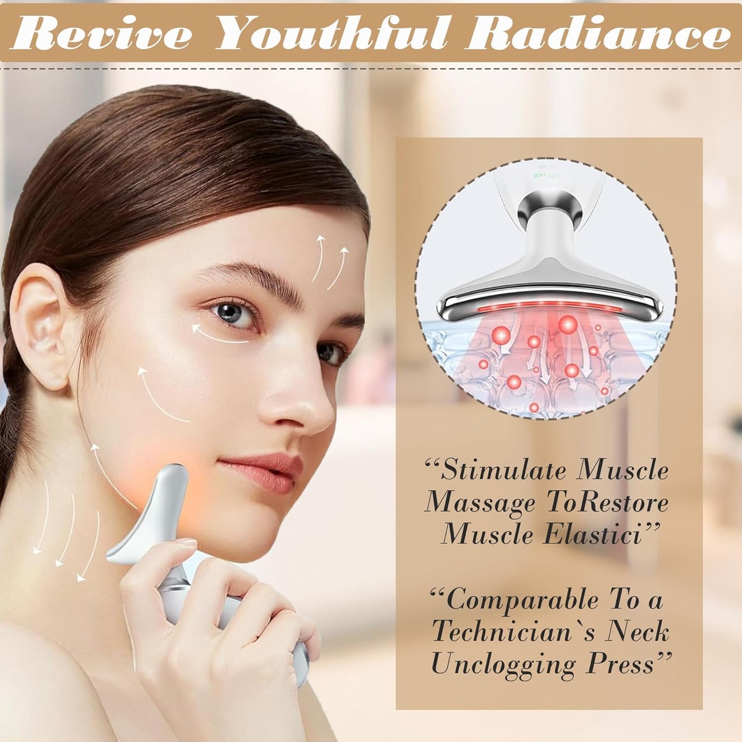 Masajeador facial para mujeres y hombres, rodillo facial para apret...