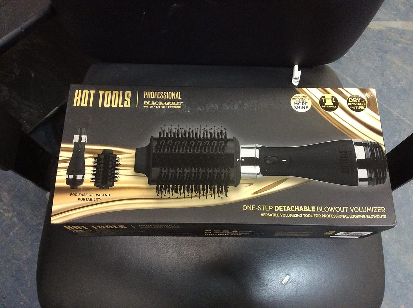 HOT TOOLS Volumizador y secador de pelo profesional de un solo paso desmontable de oro negro, barril de 2.8 pulgadas