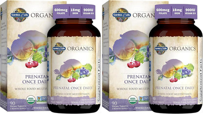 Garden of Life Vitaminas prenatales para mujeres, folato orgánico p...