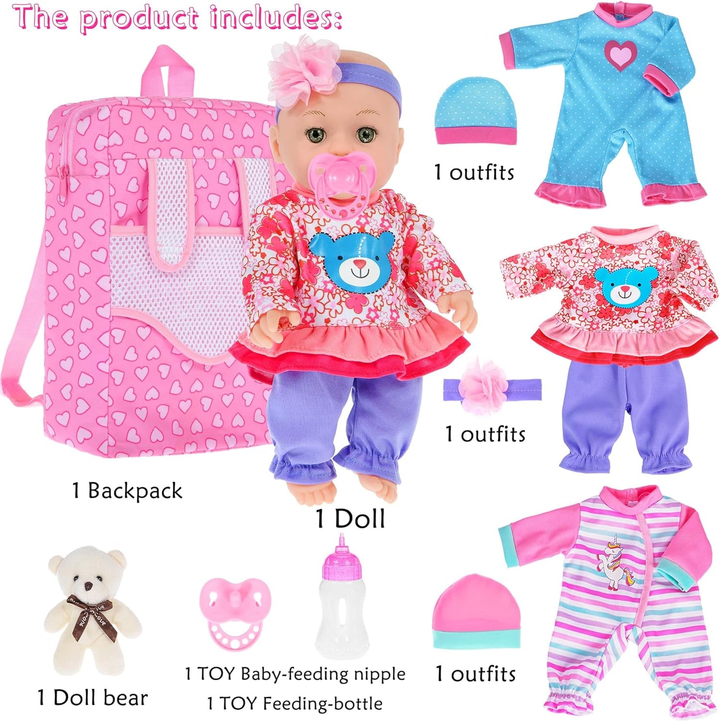 ebuddy Muñeca de bebé de 12 pulgadas y accesorios, muñecas de bebé...