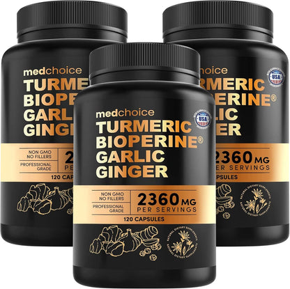 Suplementos 4 en 1 de cúrcuma y ajo con BioPerine \u2013 Cápsulas d...