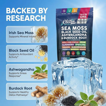 Clean Nutraceuticals Aceite de semilla negra de musgo marino Ashwag...