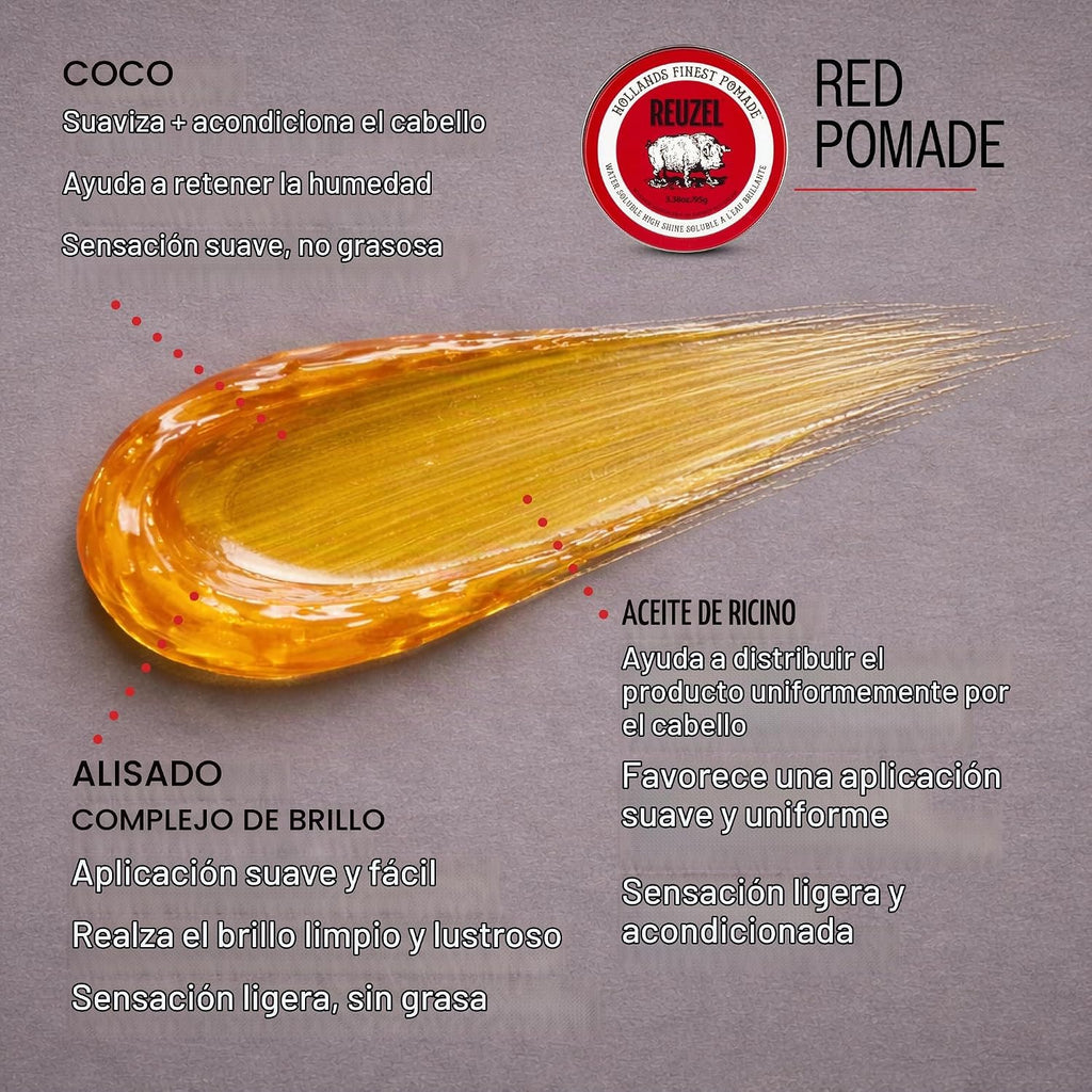 REUZEL Pomada Roja Media Hold Alto Brillo 0.21 lb | Pomada soluble...