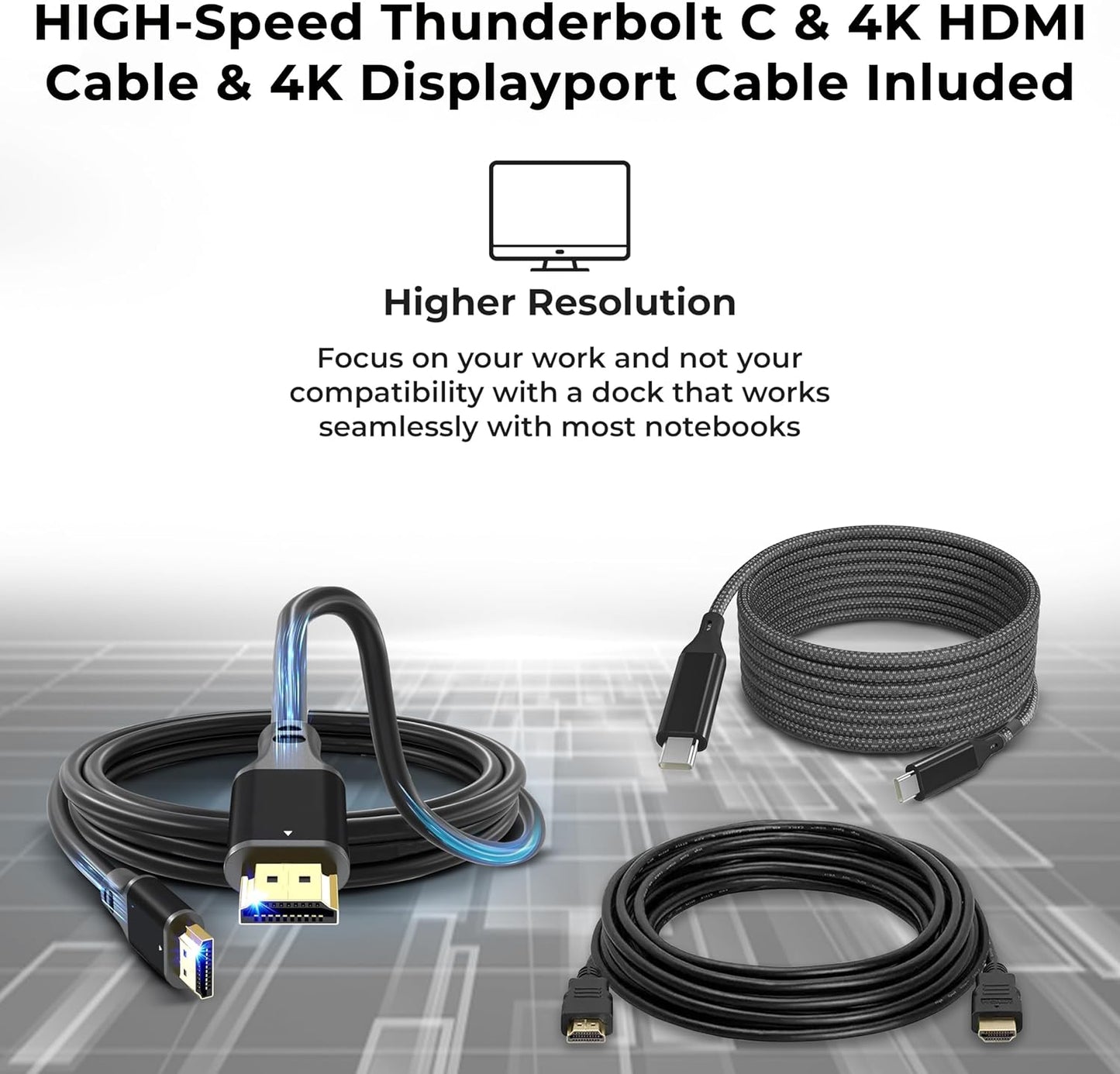 40B00135US Lenovo Thinkpad Docking Station USB C - 1 año de garantía, compatible con pantalla 4K, Thunderbolt 4 Dock con adaptador de 135W, HDMI, DisplayPort, cables Thunderbolt y paño - Estación de