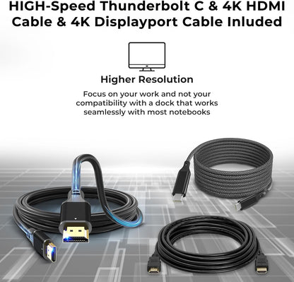 40B00135US Lenovo Thinkpad Docking Station USB C - 1 año de garantía, compatible con pantalla 4K, Thunderbolt 4 Dock con adaptador de 135W, HDMI, DisplayPort, cables Thunderbolt y paño - Estación de