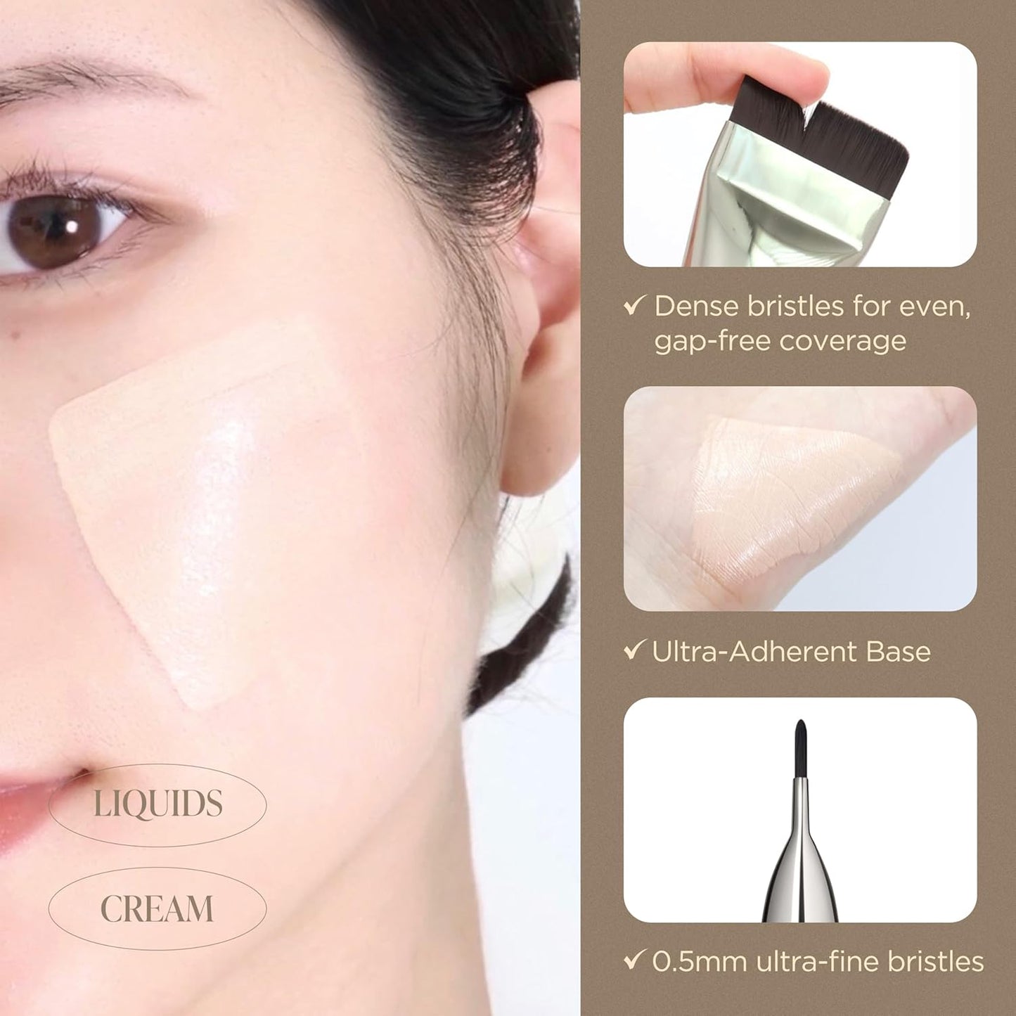 Piccasso FB11 - Juego de brochas de base de maquillaje – FB11 espátula para base de maquillaje y esponjas de maquillaje redondas de látex 6P, cobertura sin costuras, acabado húmedo y mate