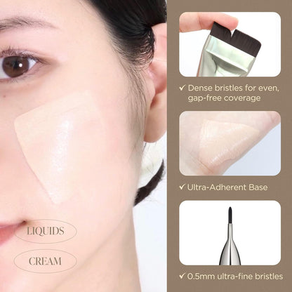 Piccasso FB11 - Juego de brochas de base de maquillaje – FB11 espátula para base de maquillaje y esponjas de maquillaje redondas de látex 6P, cobertura sin costuras, acabado húmedo y mate