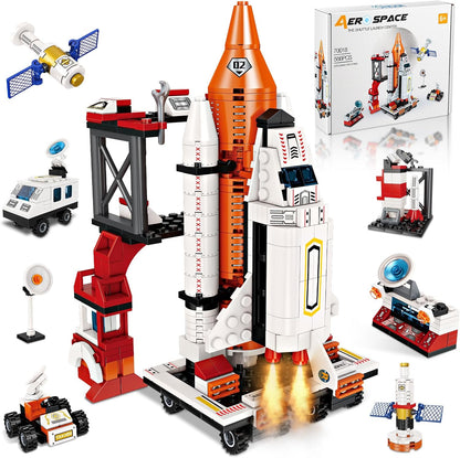 Kit de bloques de construcción de cohetes espaciales 12 en 1, juguete educativo STEM de 6 a 12 años, juego de montaje creativo de 566 piezas para niños