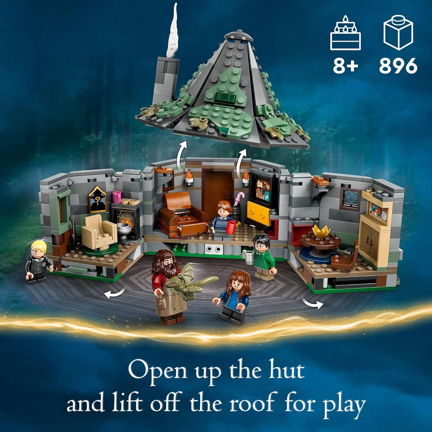 LEGO Harry Potter choza de Hagrid: una visita inesperada - Juguete de Harry Potter para niños y niñas a partir de 8 años - Juguetes de construcción para niños con casa para construir, 7 minifiguras y