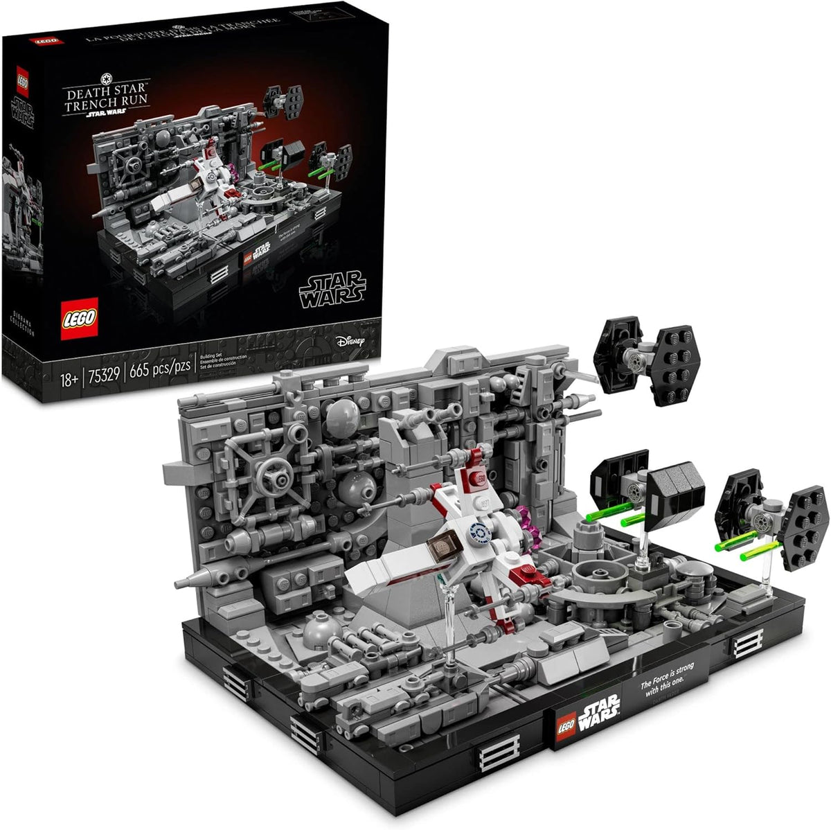Lego Star Wars Death Star Trench Run Diorama 75329 Set para adultos, decoración de habitación, regalo con TIE Advanced Fighter de Darth Vader