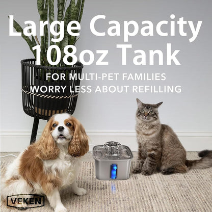 Veken - Filtro de agua para gatos de acero inoxidable ganador del p...