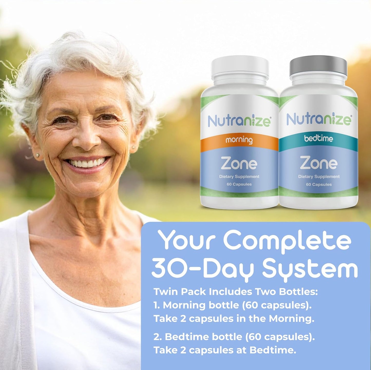 Nutranize Zone Twin-Pack Suplemento System \u2013 Cápsulas para mañ...