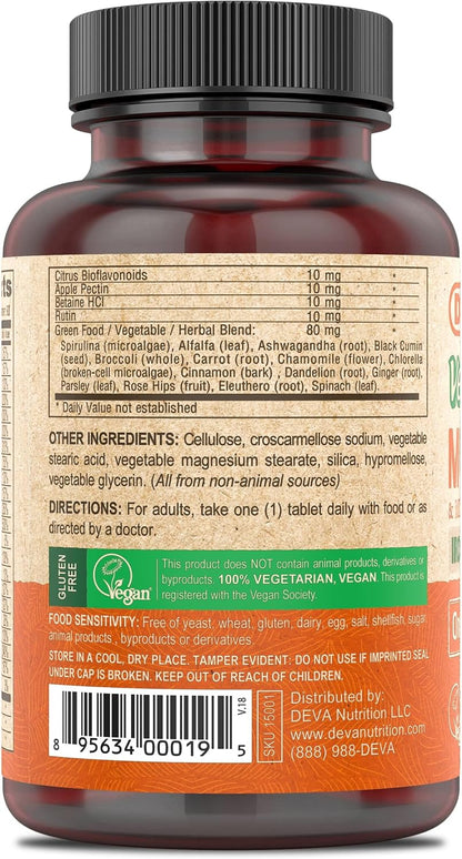 DEVA Suplemento multivitamínico y mineral vegano, fórmula diaria de...