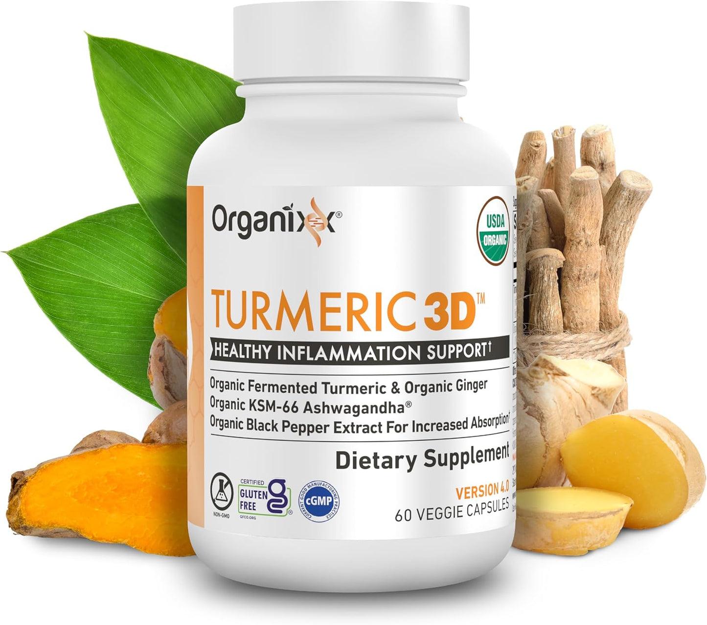 Organixx Suplemento orgánico de curcumina de cúrcuma USDA con Ashwa...