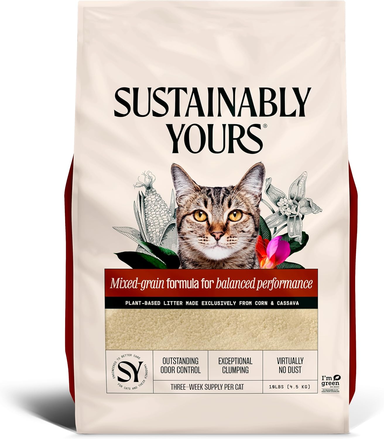 Arena para gatos Sustainably Yours, fórmula de granos mixtos 4.5 kg...