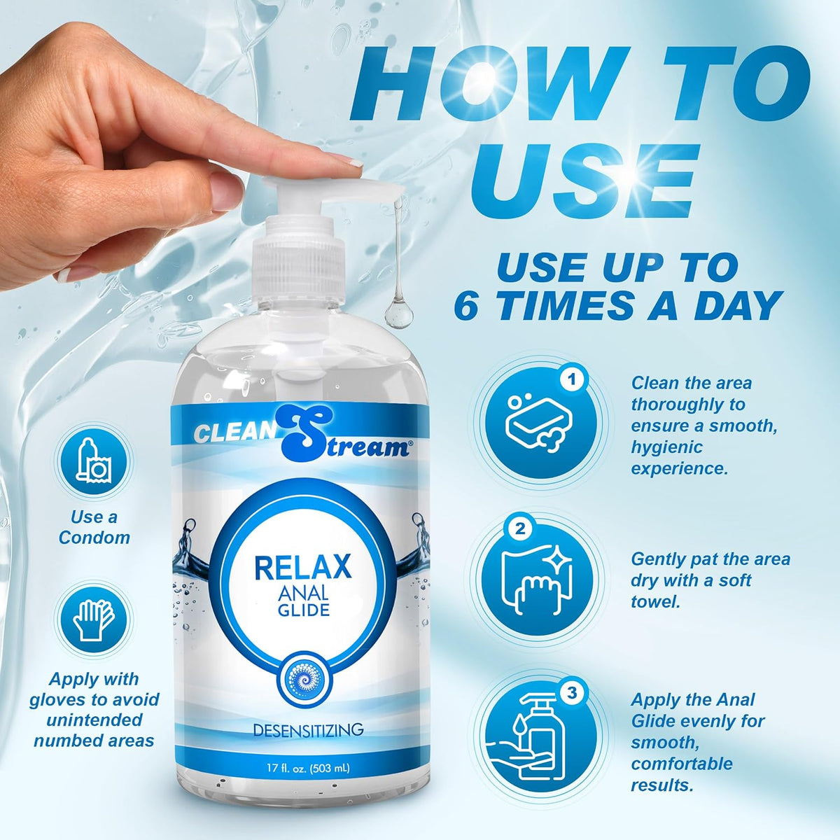 Cleanstream Relax - Lubricante a base de agua, sin perfume, sin fra...