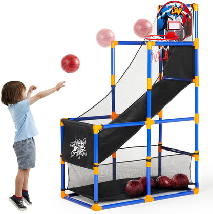 JOYIN Juego de baloncesto arcade con 4 pelotas y aro para niños de...