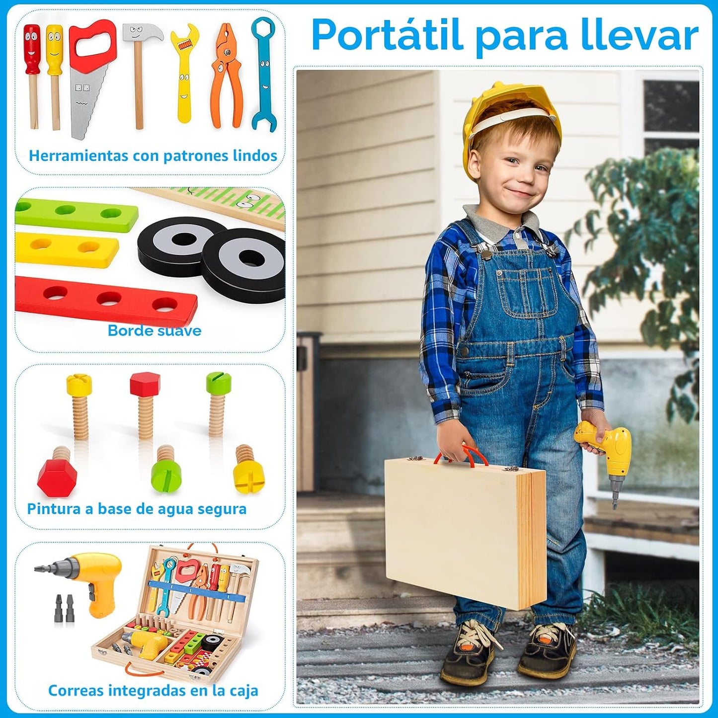 Juego de herramientas para niños con taladro, juguetes Montessori S...