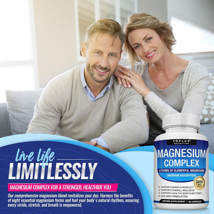 Complejo de magnesio Suplemento 8 Elemental 1000mg - Glicinato de m...