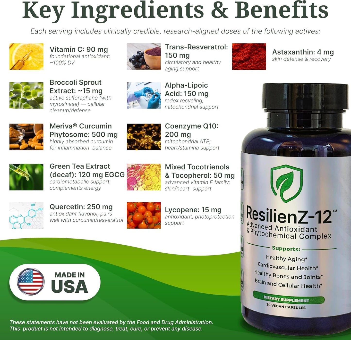 ResilienZ -12 \u2014 Pila de suplementos de longevidad | Fórmula de...